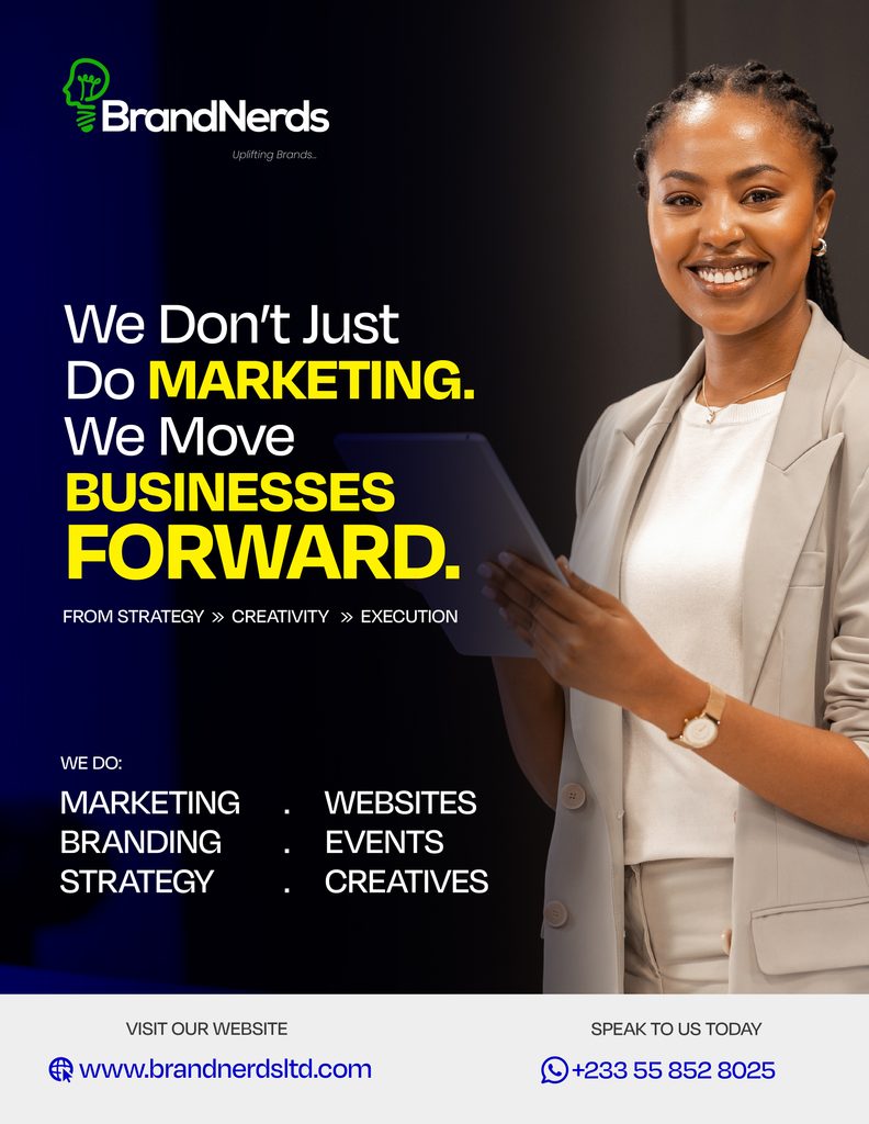Professional marketing agencies in Ghana providing integrated advertising, digital marketing and brand development services. Top Marketing agencies in Ghana helping businesses accelerate growth through branding and digital advertising. BrandNerds marketing agency in Ghana developing creative marketing strategies for business growth.
